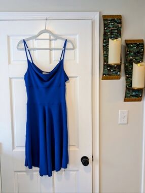 See You Monday Blue Cami Dress Flowy Fit & Flare (L)